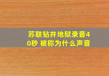 苏联钻井地狱录音40秒 被称为什么声音